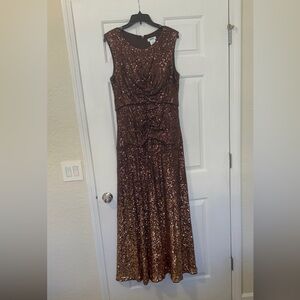 DKNY Brown Sequin Maxi Dress